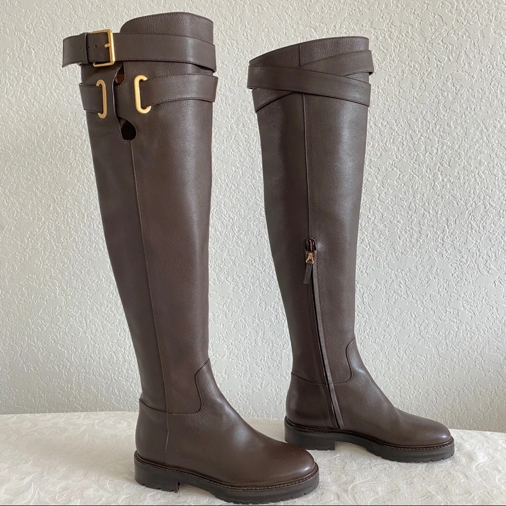 VALENTINO GARAVANI Bowrap Buckled Leather Over-the-knee Boots
